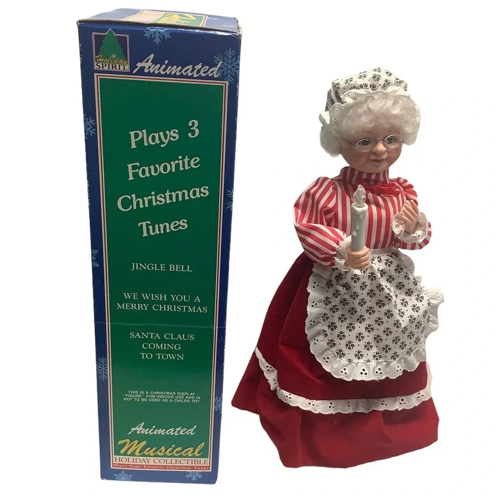 Vtg Holiday Spirit Animated Musical X Mas Mrs‎ Claus Plays 3 Songs Jingle Bell